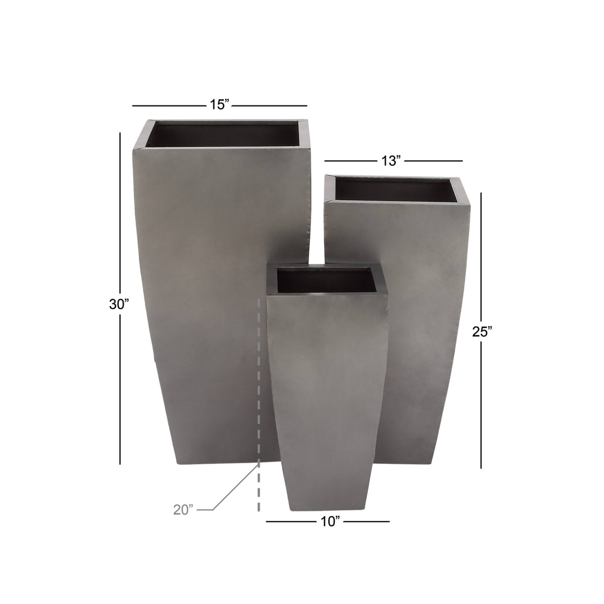 Gray Metal Modern Planter Set